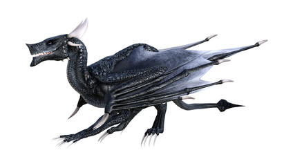 3D Rendering Fantasy Dragon on White