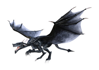 3D Rendering Fantasy Dragon on White