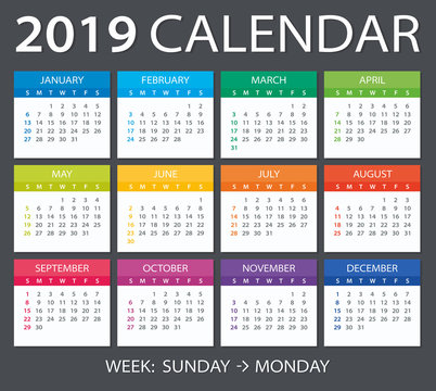 2019 Calendar - vector illustration
