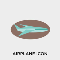 Airplane icon vector sign and symbol isolated on white background, Airplane logo concept