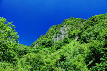 夏の秋山郷布岩