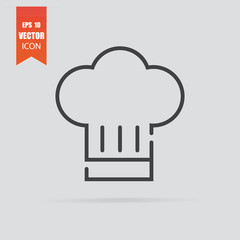 Chef hat icon in flat style isolated on grey background.