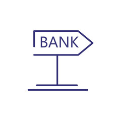Bank location line icon. Direction, sign, arrow. Banking concept. Can be used for topics like money, finance, business, loan