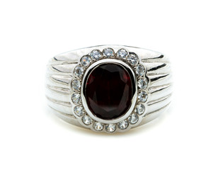 beautiful black jasper ring  on white background