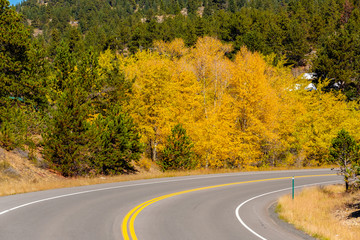 Highway at autumn in Colorado, USA.