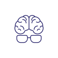 Intellect line icon. Human, brain, glasses, eyeglasses. Intelligence concept. Can be used for topics like brainwork, genius, knowledge, mental activity