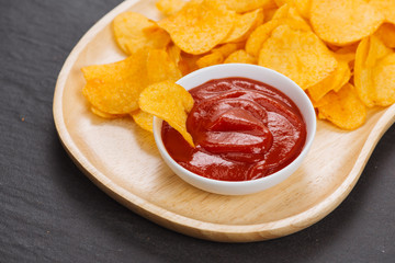 Bowl of tomato sauce or ketchup, closeup