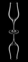 Empty glass with reflection isolated on a black background