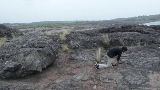 jumping from stones of rasulpur mountains