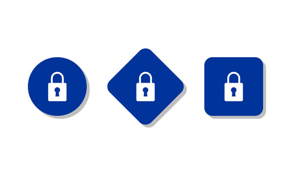 padlock blue icons set