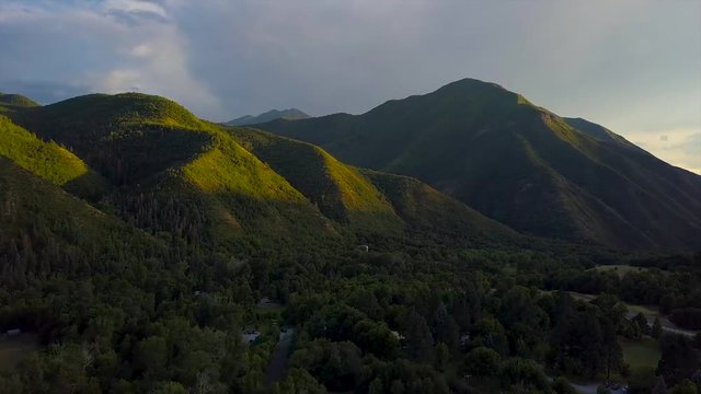Beautiful Green Rocky Mountains During Sunset in Payson, Utah