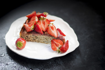 Traditional strawberry pie tart cake sweet baked pastry food