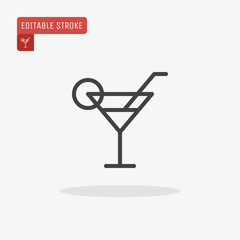 Outline Cocktail glass icon isolated on grey background. Line summer symbol for website design, mobile application, ui. Editable stroke. Vector illustration, eps10.