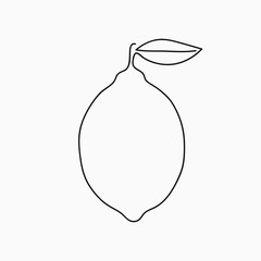 Lemon - one line drawing. Continuous line citrus fruit. Hand-drawn minimalist illustration, vector.