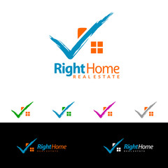 Check home, Real estate vector design, simple realty with check line and roof