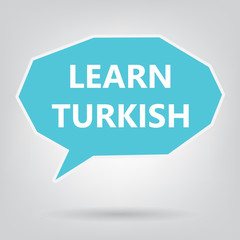 learn turkish written on speech bubble- vector illustration