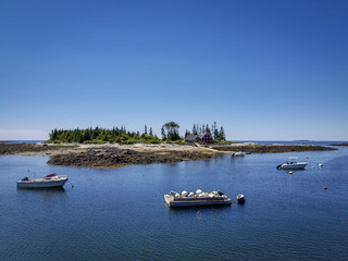 Fototapeta na wymiar Harbor View at Newagen, Maine