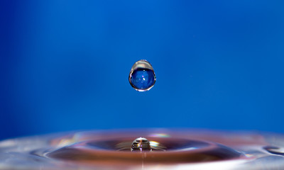 Water drop with blue background