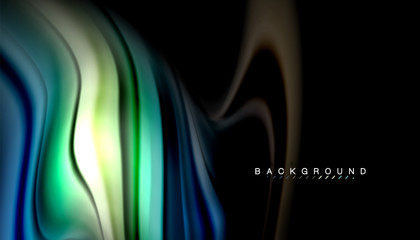 Fluid colors abstract background, twisted liquid design on black, colorful marble or plastic wave texture backdrop, multicolored template for business or technology presentation or web brochure cover