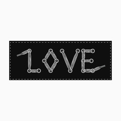 Love slogan with stripe shoelace in eyelet for fashion t-shirt print. Vector illustration.