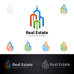 Real estate Logo with Abstract Property and Home shape