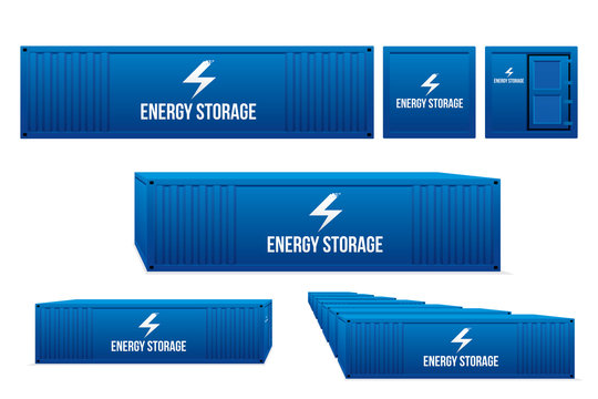 Energy storage. Vector illustration of battery energy stationary concept