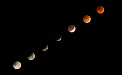Set of Super Blood Moon. This picture is Super Blood Moon in Thailand. 27 July 2018