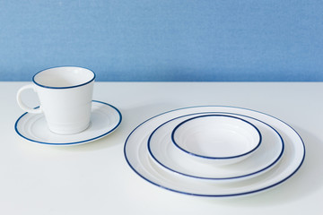 Clean dishware on white