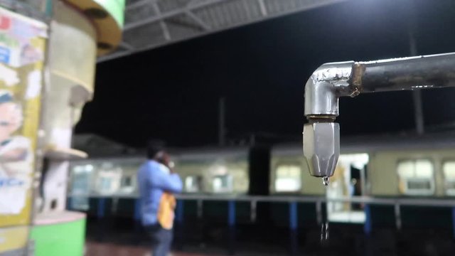 Tap Water drops leakage in local railway station in chennai train platform