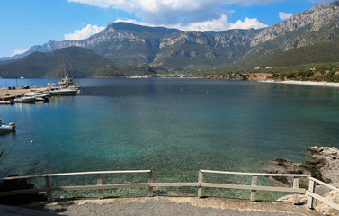 Fototapeta na wymiar A picturesque seascape of Kiparissi Lakonias, Peloponnese, Greece, July 2018.