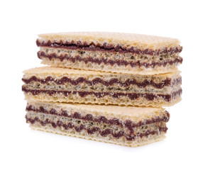 Wafers with chocolate isolated on white background