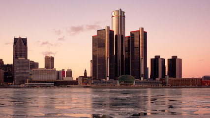 GM building, view from Canada in winter