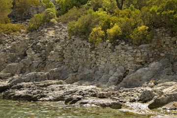 Seashore ruins on St. Nicholas island - Gemiler island, Turkey