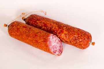 Salamy sausage isolated