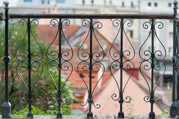 Delicate iron fence in Gradec, historical district of Zagreb, Croatia