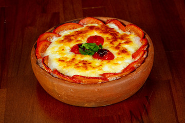 Baked meat with cheese