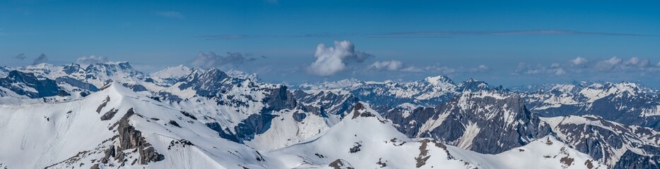 Switzerland, snow alps panorama view
