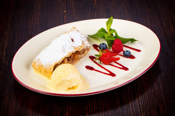 Apple Strudel served mint