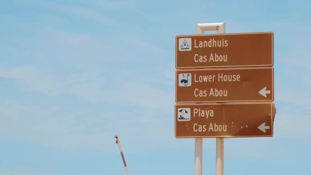 Cas Abou road sign in Curacao, Caribbean