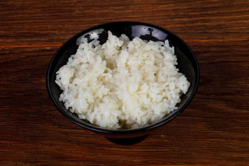 Steamed rice in the plate