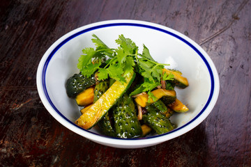 Pickled green cucumbers