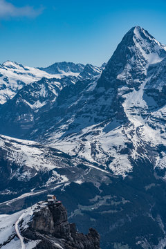 Switzerland, snow alps panorama view