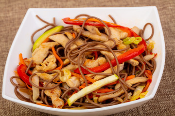 Soba noodle with pork and vegeetables