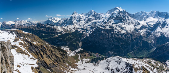 Obraz premium Switzerland, snow alps panorama view