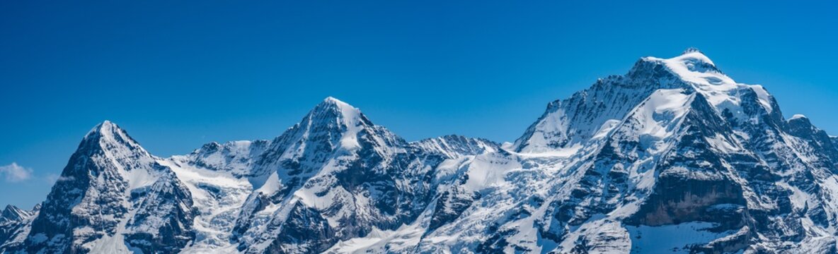 Switzerland, snow alps panorama view