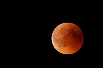Fototapeta premium Total lunar eclipse on July 27, 2018, photographed from the palatinate forest in Germany.