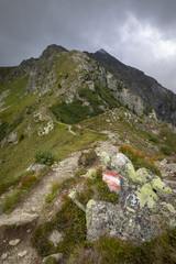 hiking path on mountain range boesenstein in the low tauern near rottenmann, styria,austria