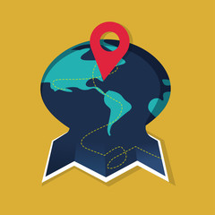Traveling the world unfolding map a concept