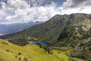 Fototapeta na wymiar mountain lake scheibelsee near rottenmann, in the low tauern, styria, rottenmanner tauern, austria