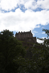 Edinburgh castle, Scotland with trees in foreground